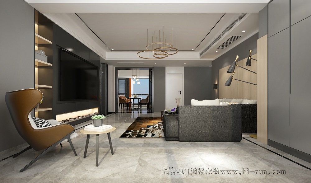 中建江灣壹號140㎡新裝飾主義四居室 裝修案例效果圖-03沙發