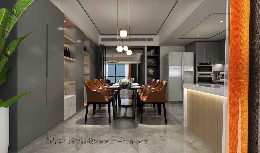 中建江灣壹號140㎡新裝飾主義四居室 裝修案例效果圖-04餐廳