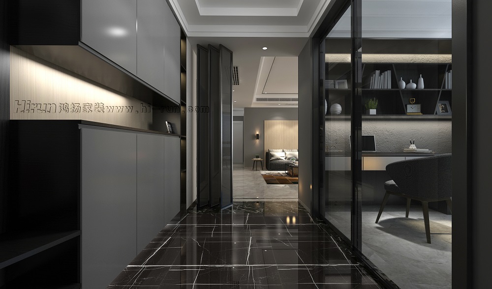 中建江灣壹號140㎡新裝飾主義四居室 裝修案例效果圖-01門廳