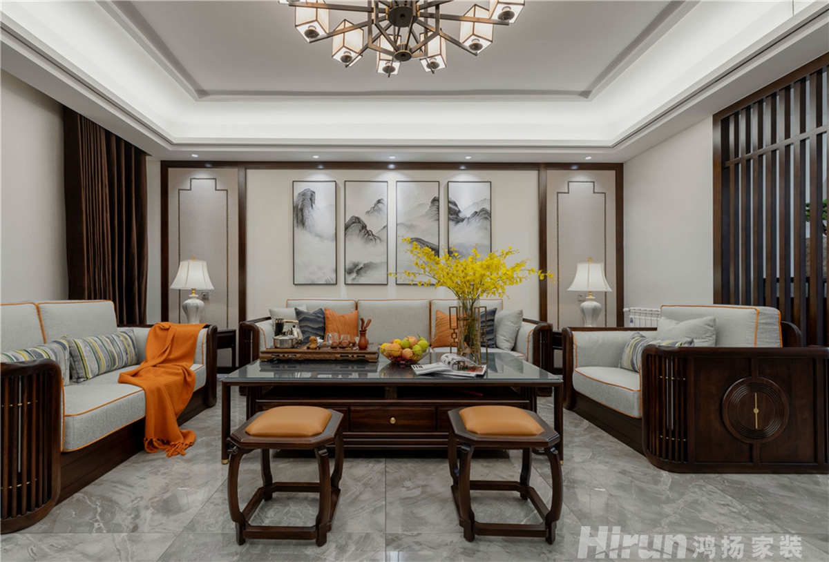 經世龍城150㎡寫意木構四居室 裝修案例實景圖-1