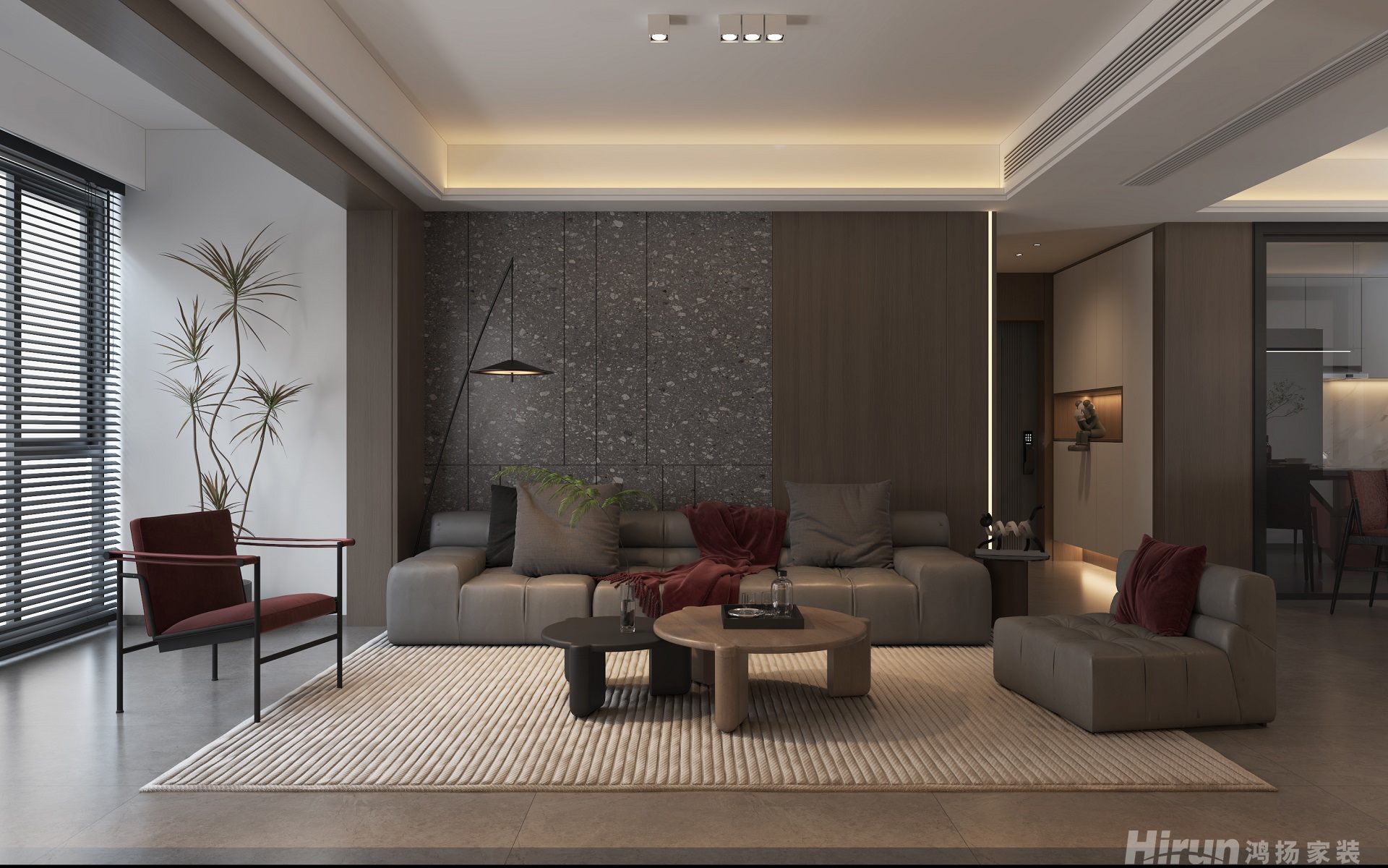 復地濱江130㎡雅致現代三居室 裝修案例效果圖-3