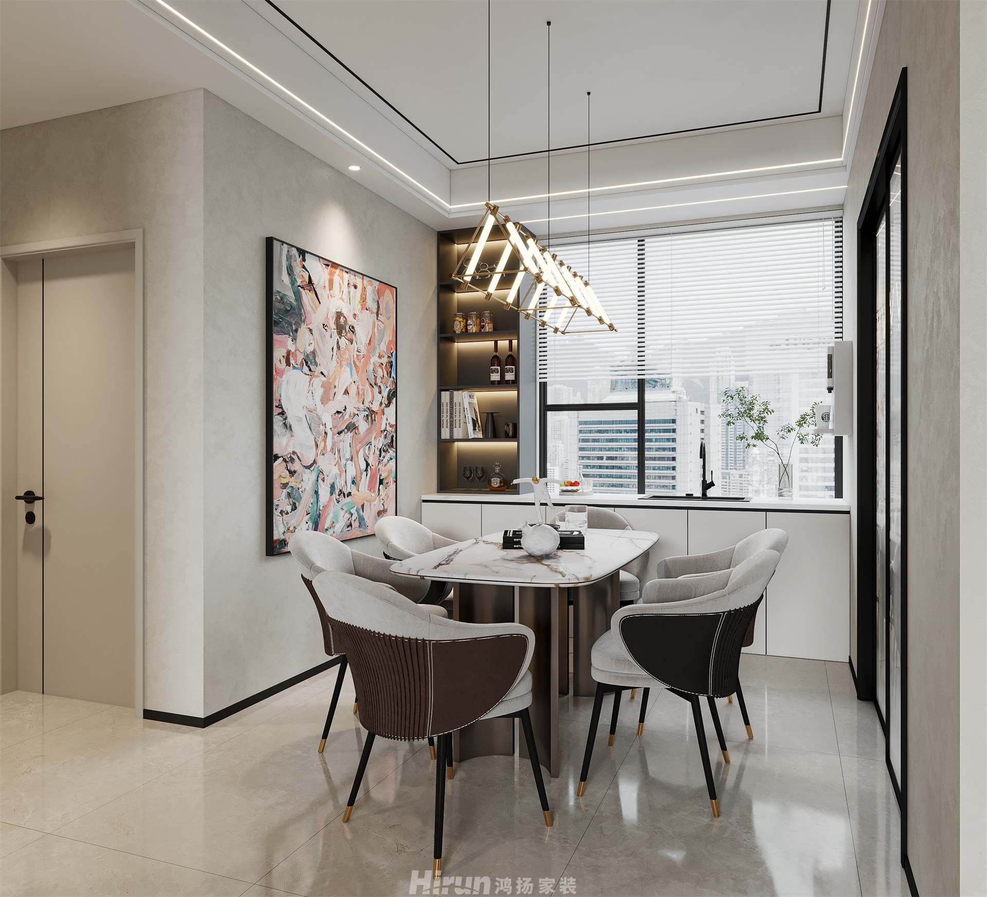 漢唐世家160㎡雅致現(xiàn)代復(fù)式 裝修案例效果圖-6