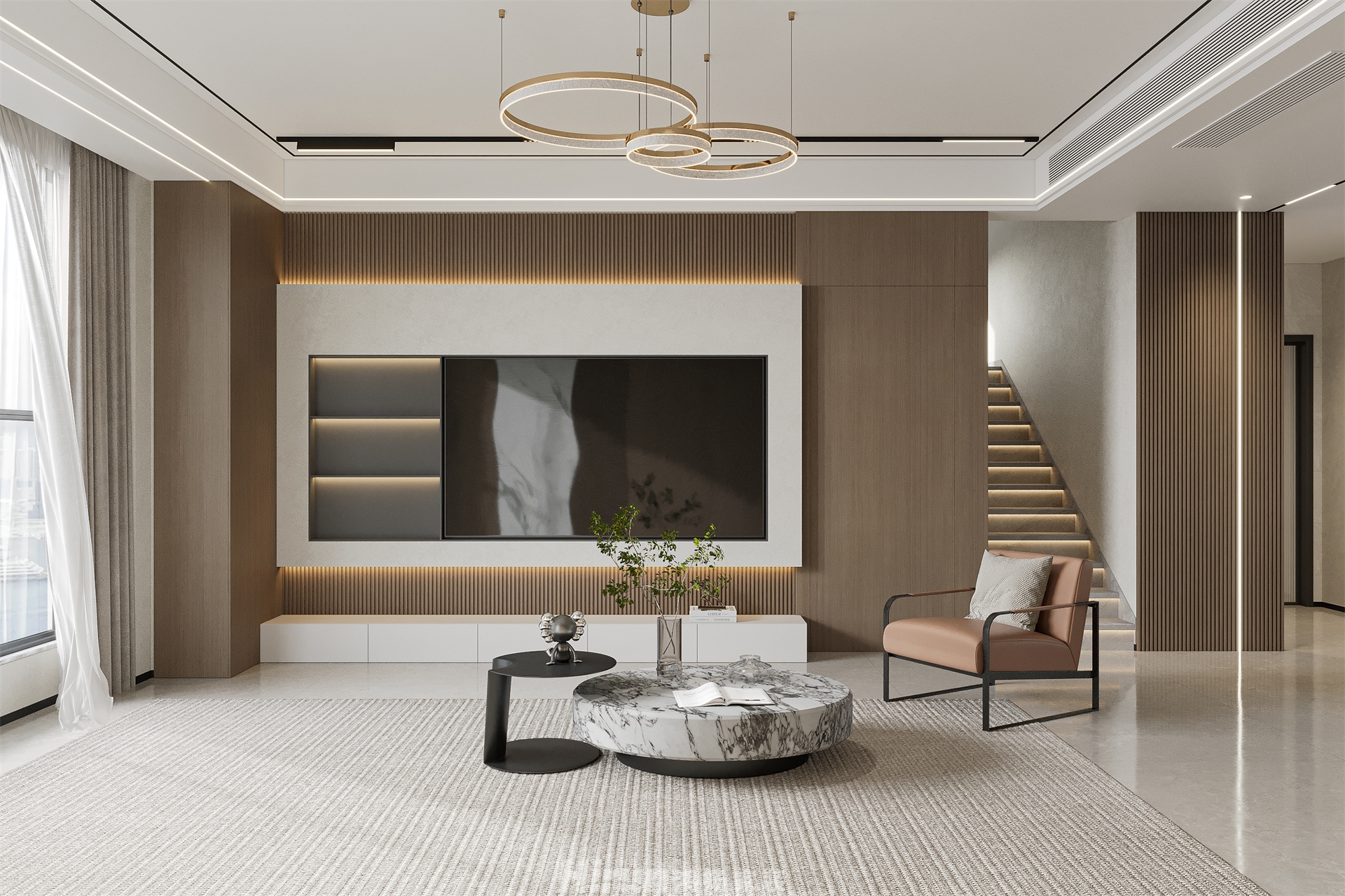 漢唐世家160㎡雅致現(xiàn)代復(fù)式 裝修案例效果圖-2