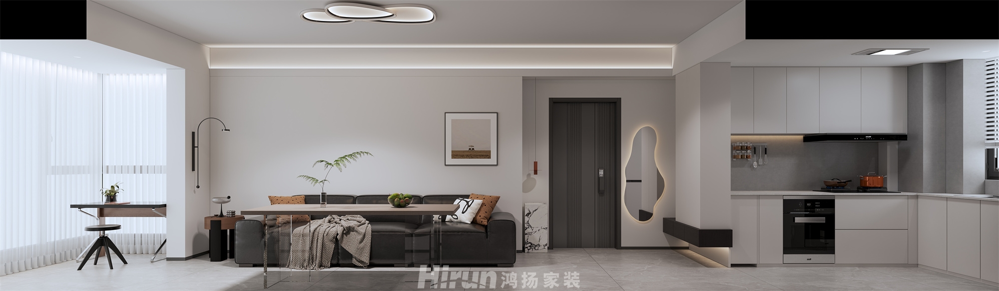 伊景園110㎡雅致現(xiàn)代三居室 裝修案例效果圖-1