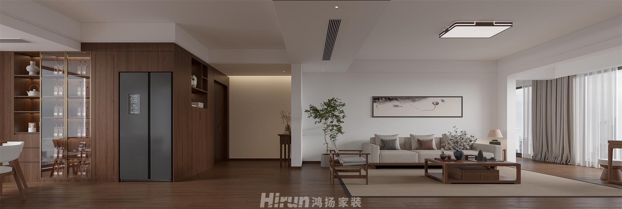 岳麓青城190㎡寫意木構四居室 裝修案例效果圖-1