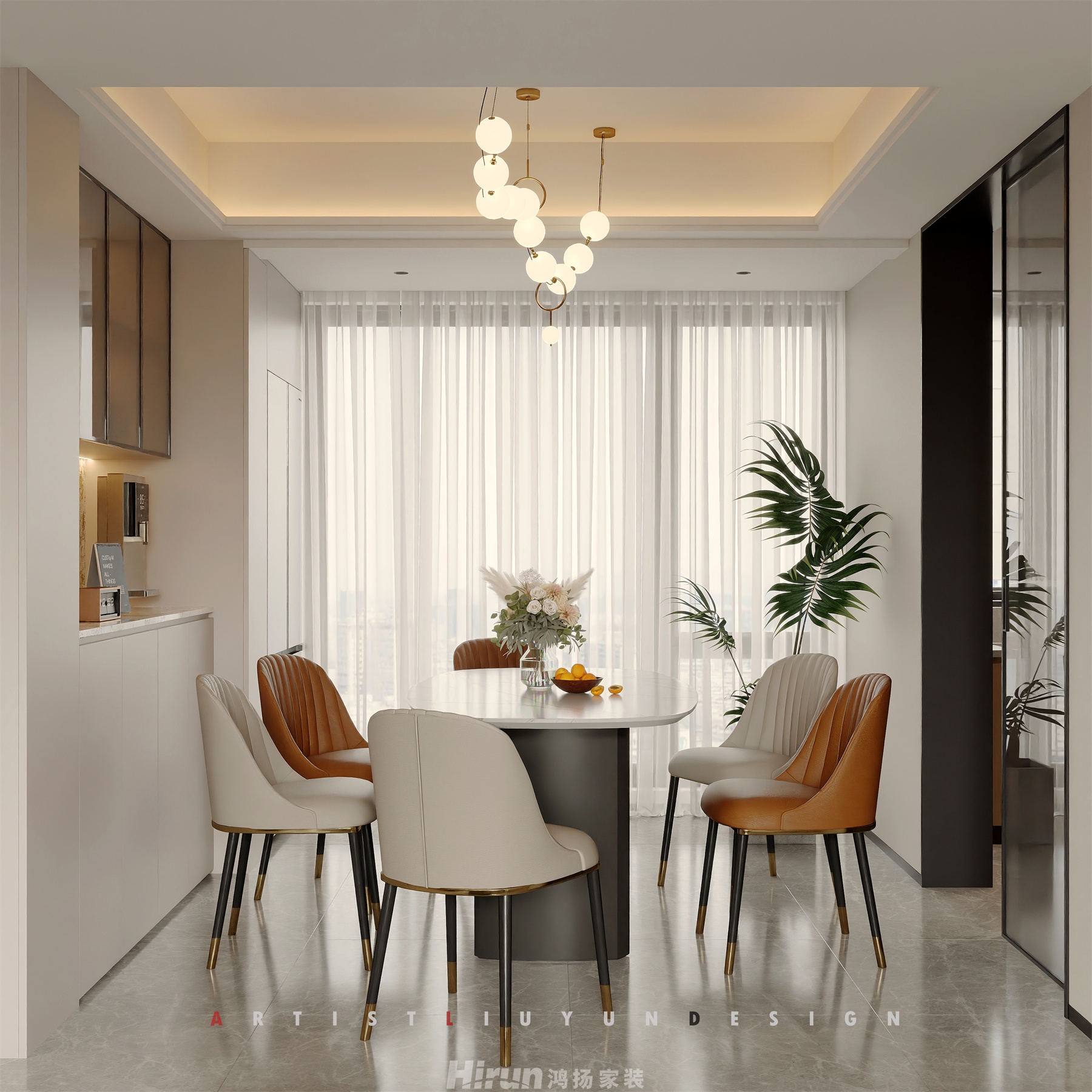 洋湖晴翠140㎡北歐之光四居室 裝修案例效果圖-1