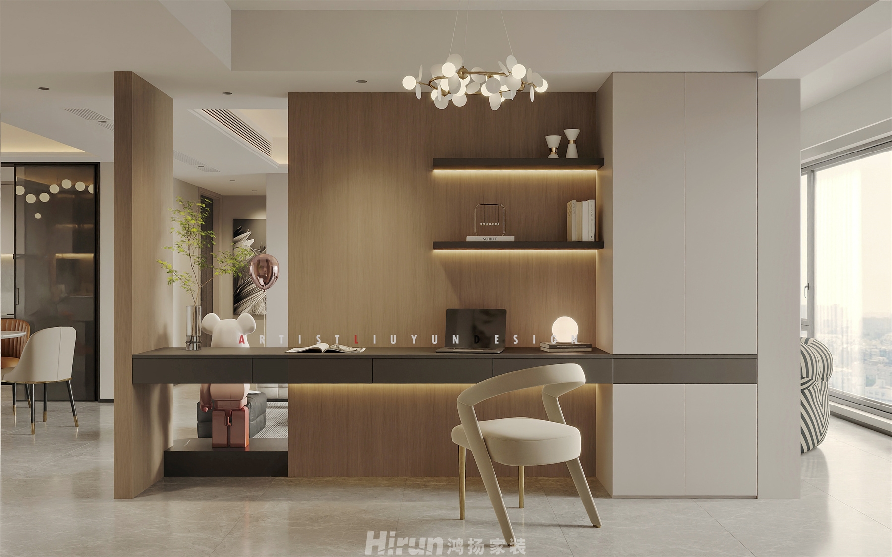 洋湖晴翠140㎡北歐之光四居室 裝修案例效果圖-4