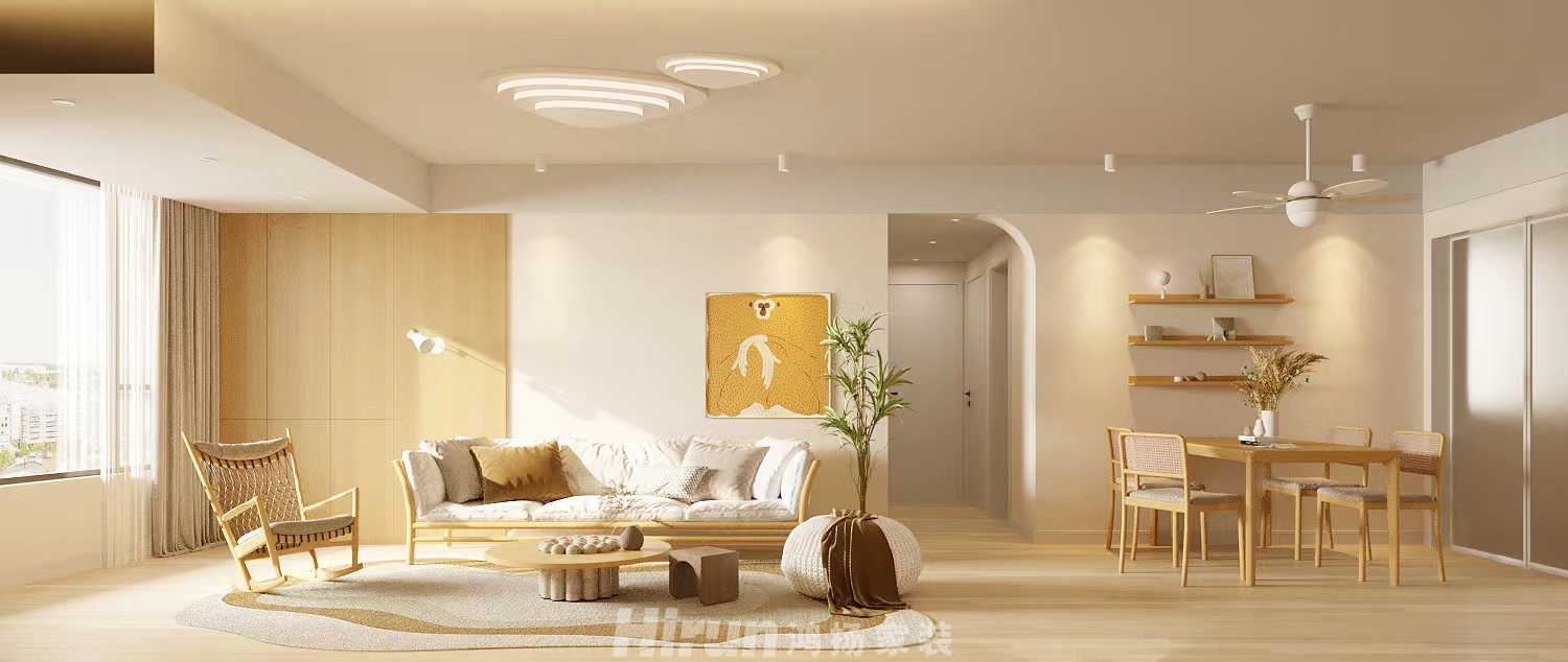 融創(chuàng)融公館130㎡北歐之光四居室 裝修案例效果圖-2