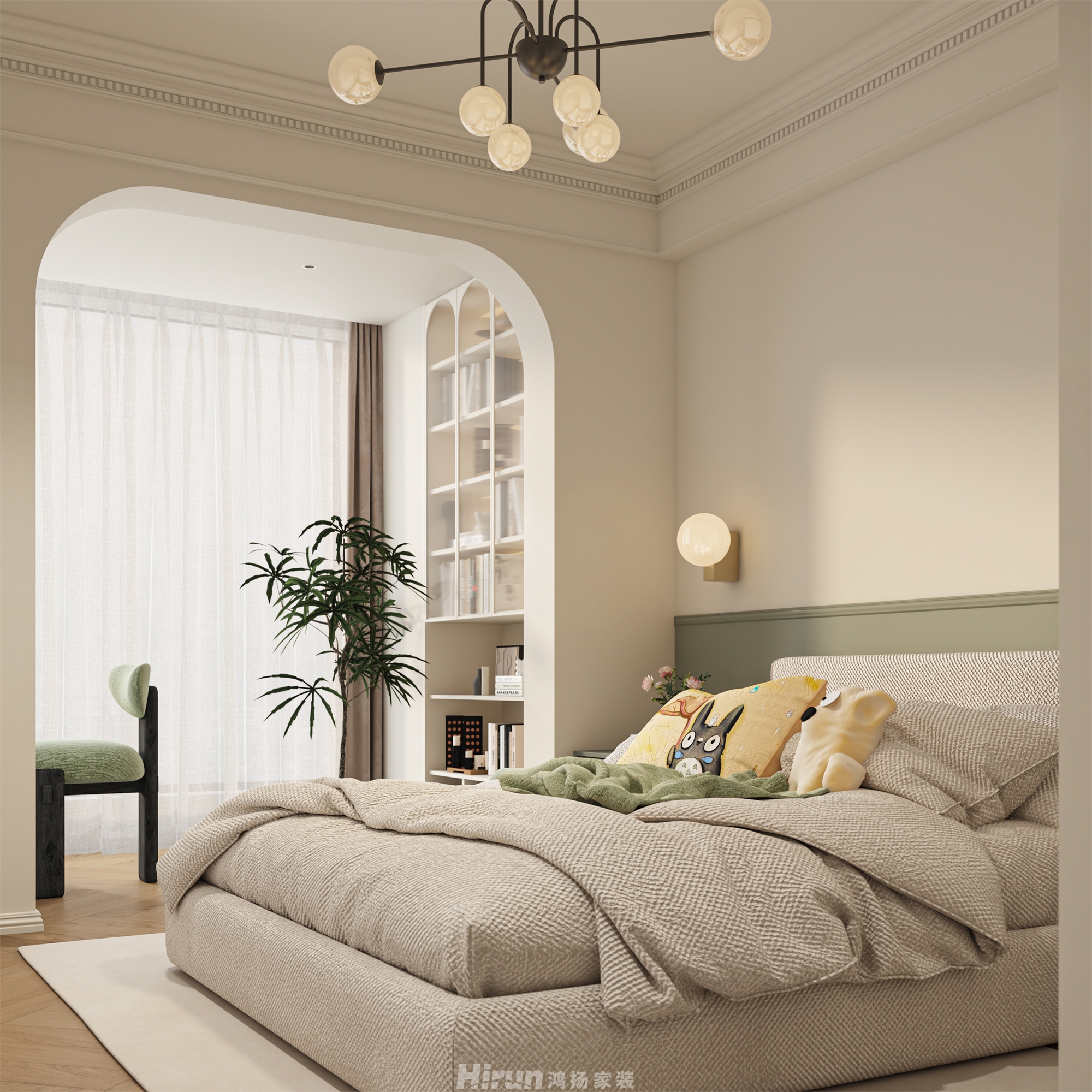 長房嶺秀時代140㎡輕歐簡美四居室 裝修案例效果圖-7