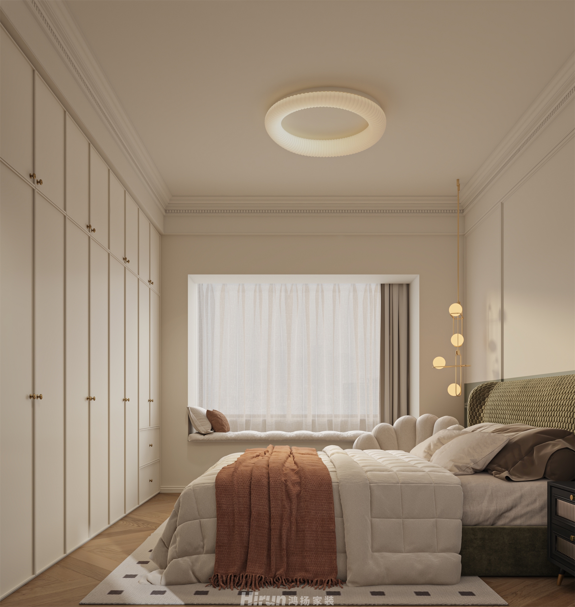 長房嶺秀時代140㎡輕歐簡美四居室 裝修案例效果圖-8