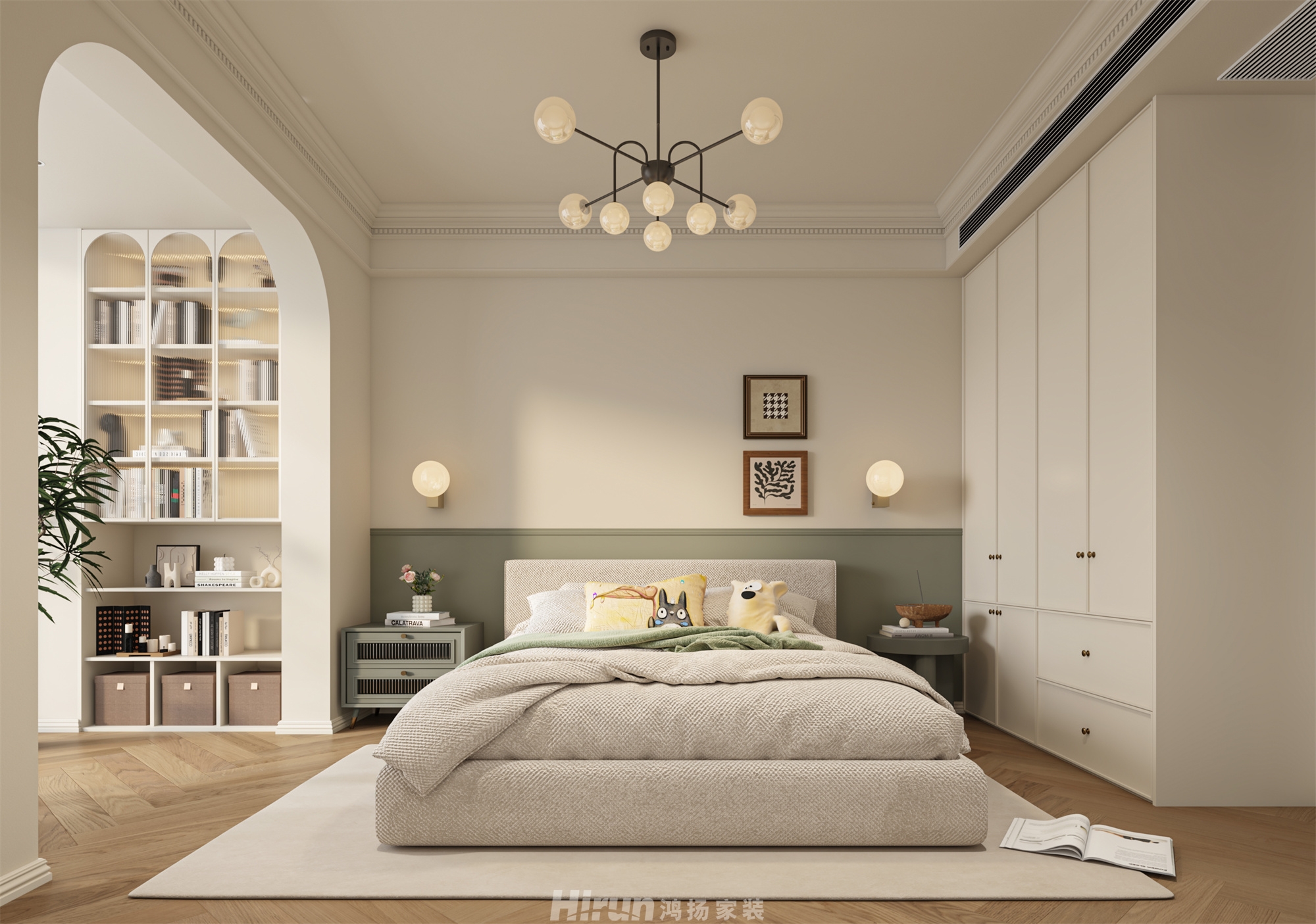 長房嶺秀時代140㎡輕歐簡美四居室 裝修案例效果圖-6