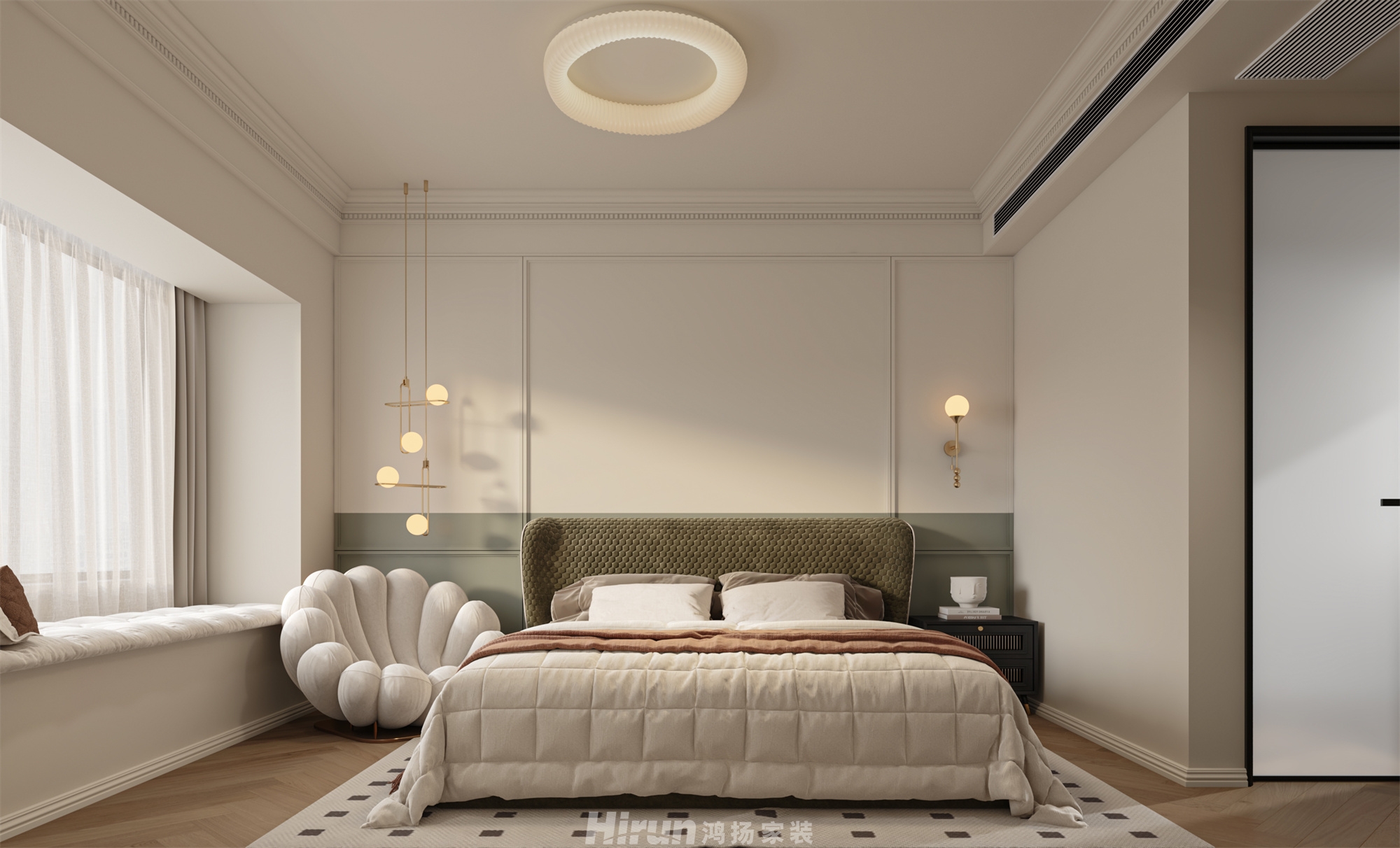 長房嶺秀時代140㎡輕歐簡美四居室 裝修案例效果圖-5