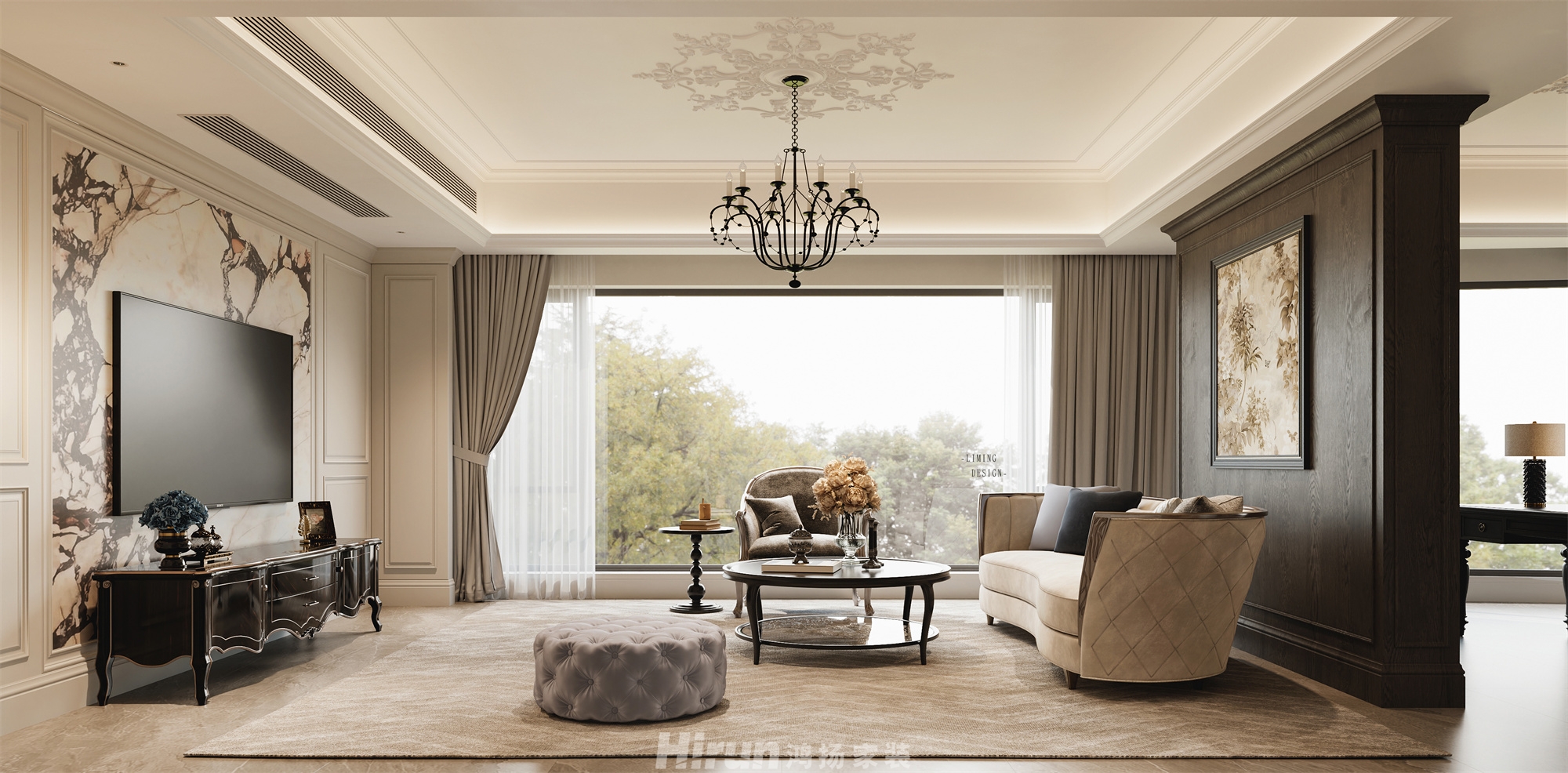 北辰府300㎡輕歐簡美大平層 裝修案例效果圖-1