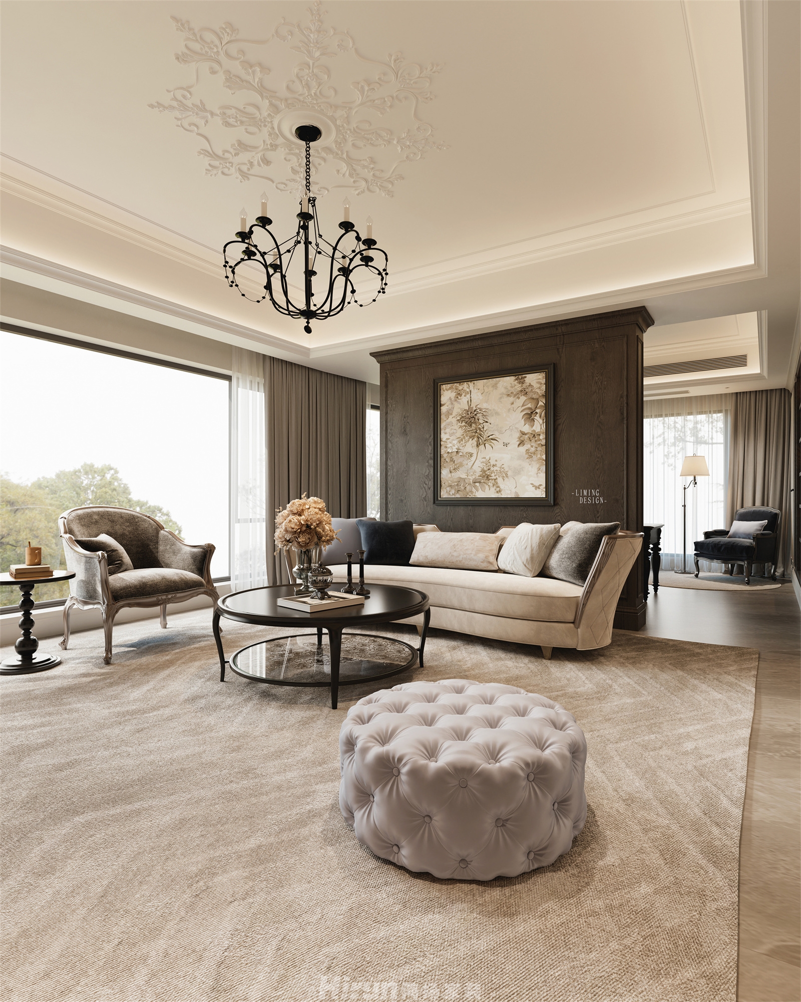 北辰府300㎡輕歐簡美大平層 裝修案例效果圖-1