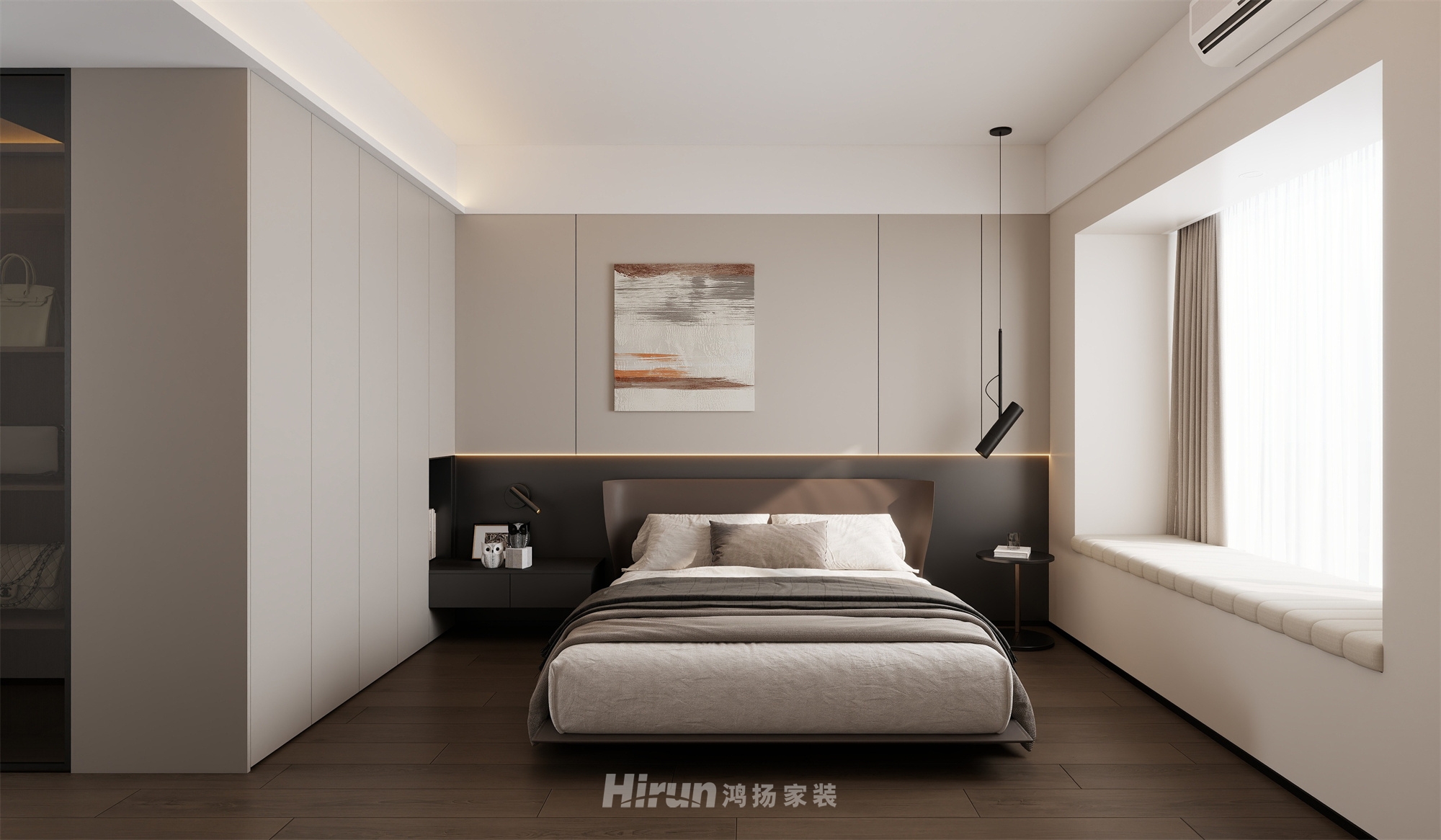 長沙北中心保利時代90㎡雅致現代三居室 裝修案例效果圖-3