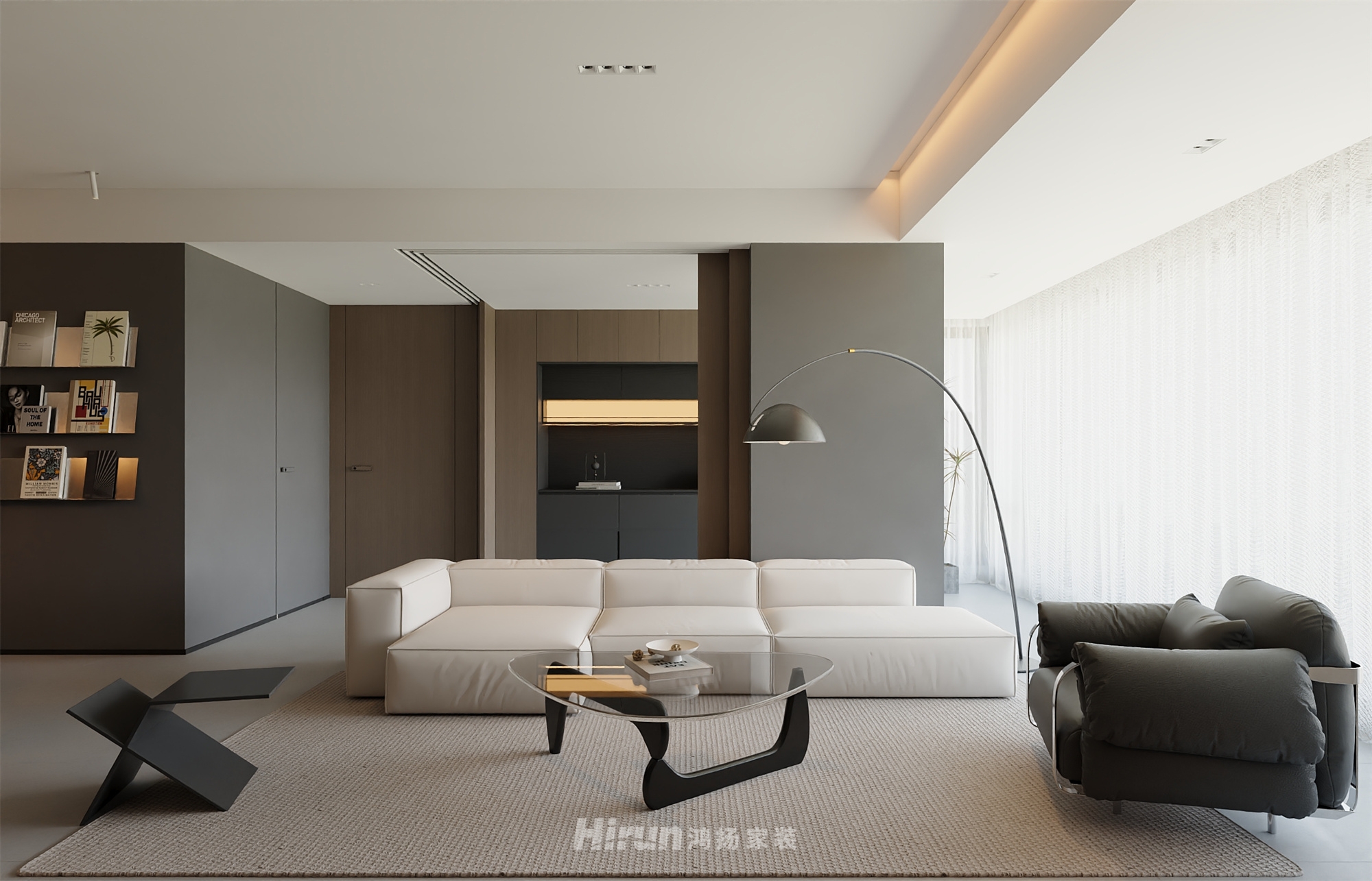 長沙北中心保利時代90㎡雅致現代三居室 裝修案例效果圖-2