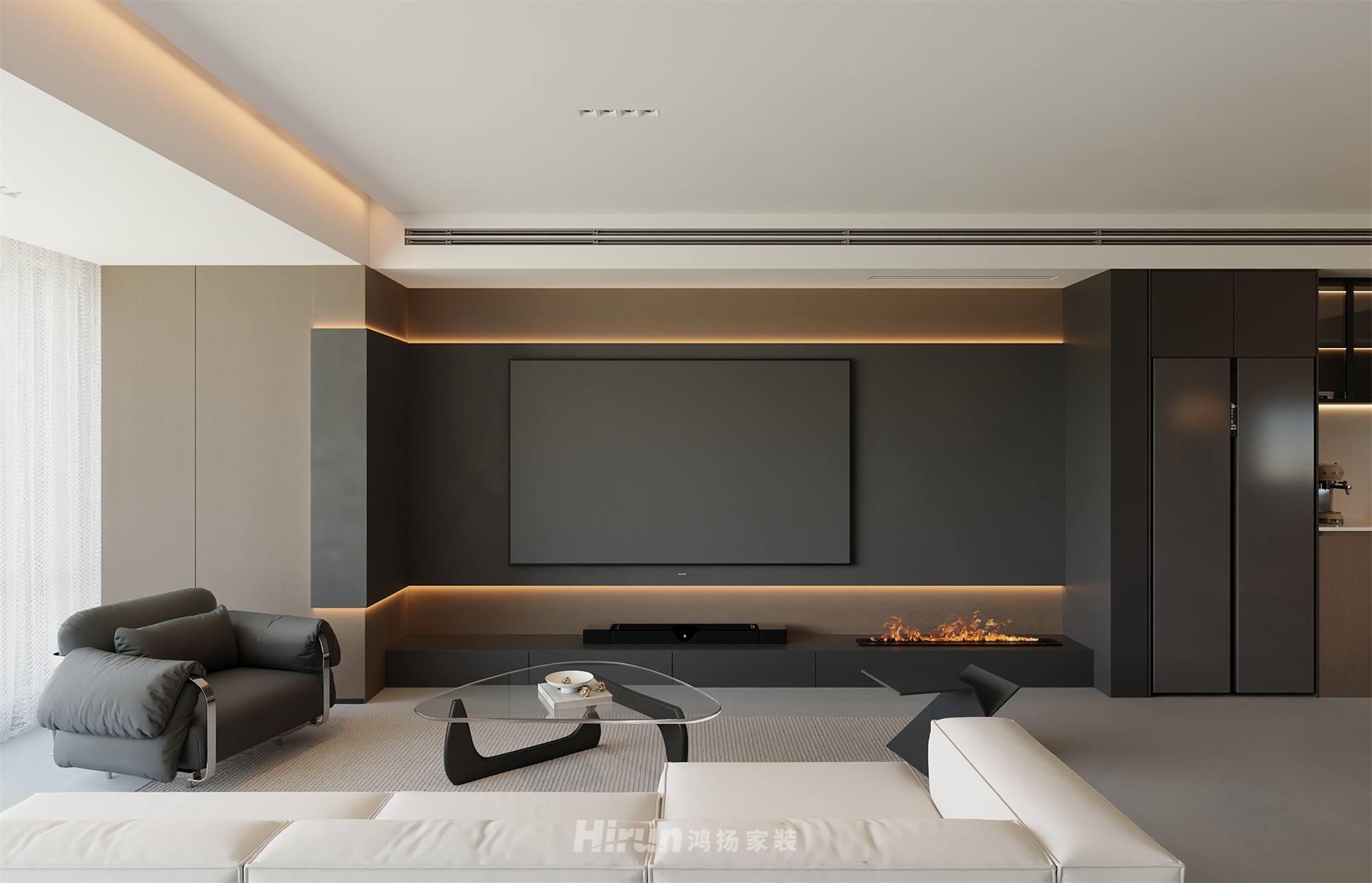 長沙北中心保利時代90㎡雅致現代三居室 裝修案例效果圖-5