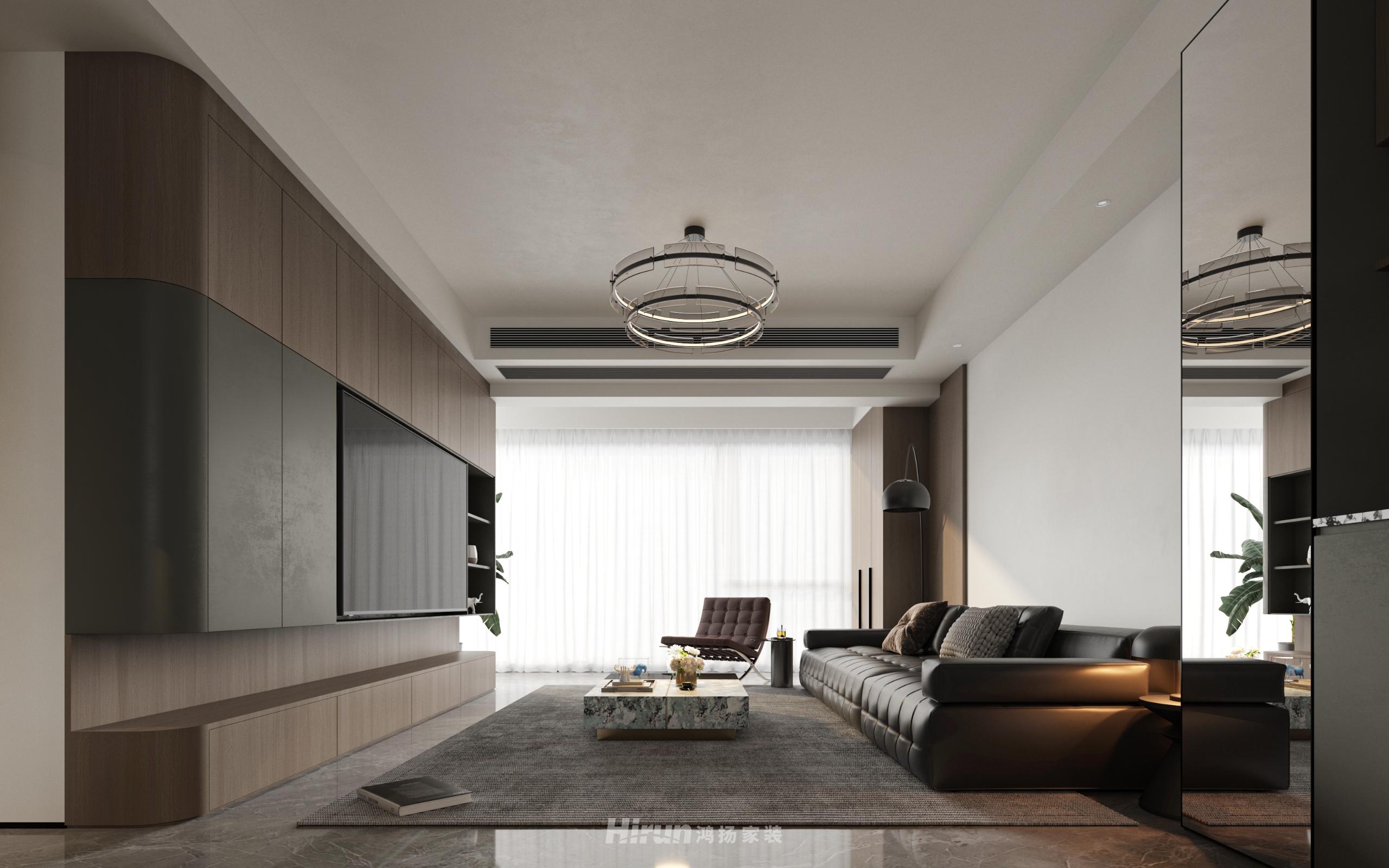 德奧上河城章142㎡雅致現代四居室 裝修案例效果圖-2