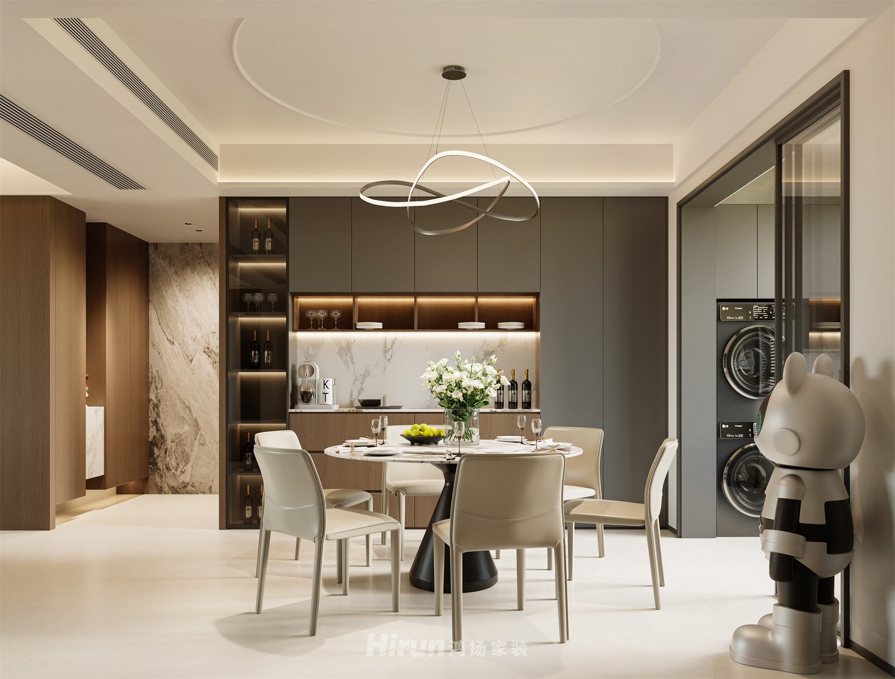 玖洲觀瀾180㎡雅致現(xiàn)代五居室 裝修案例效果圖-6