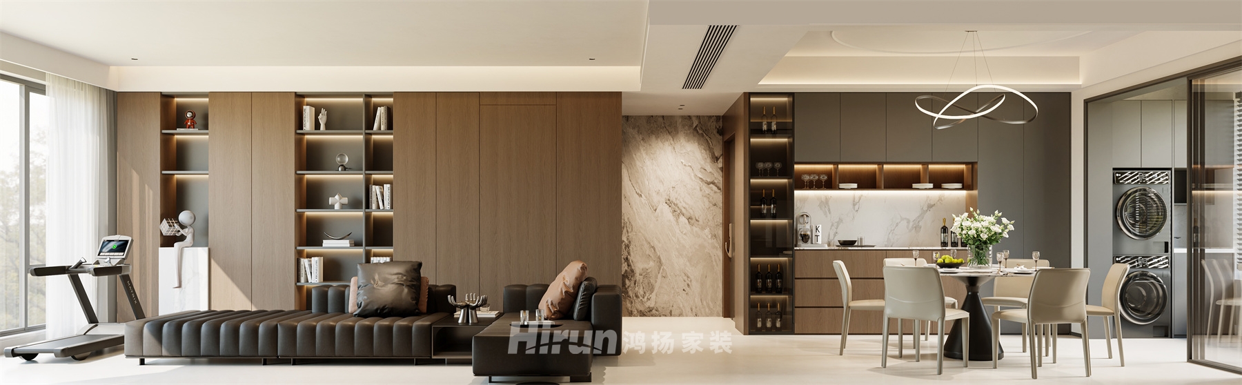 玖洲觀瀾180㎡雅致現(xiàn)代五居室 裝修案例效果圖-3