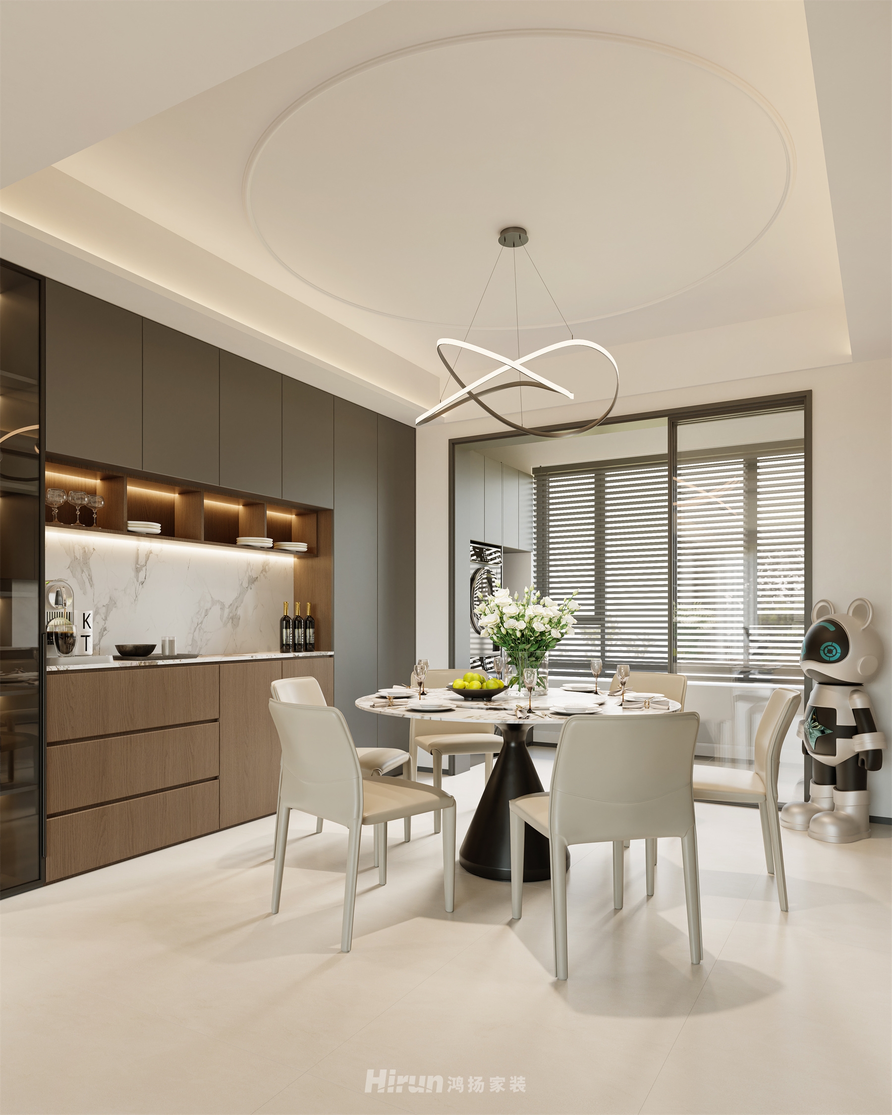 玖洲觀瀾180㎡雅致現(xiàn)代五居室 裝修案例效果圖-9