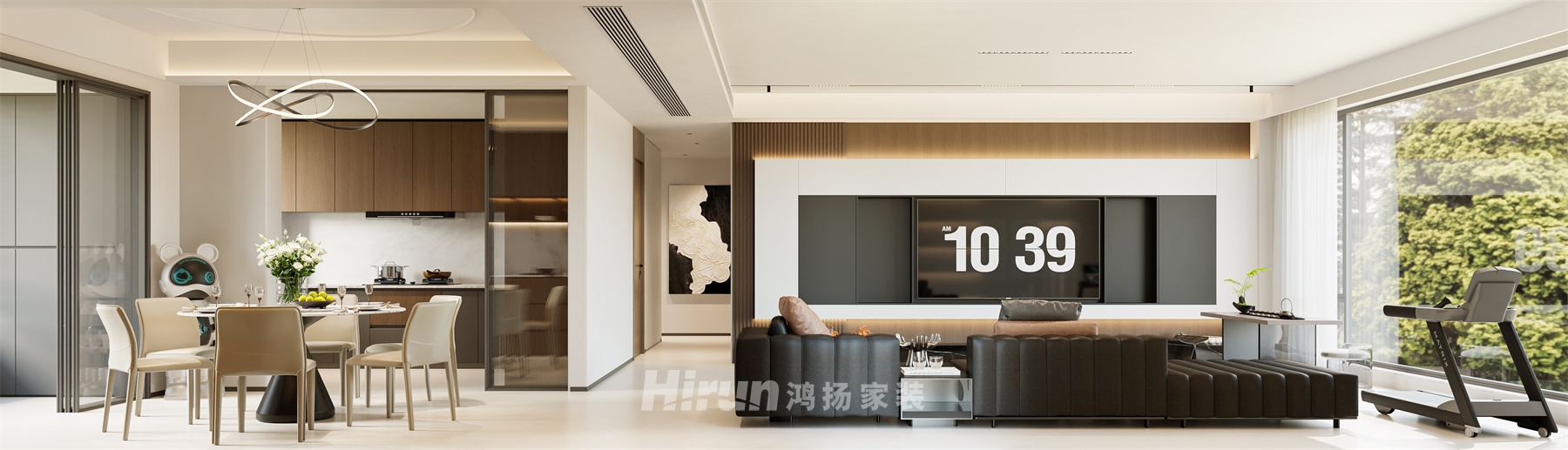 玖洲觀瀾180㎡雅致現(xiàn)代五居室 裝修案例效果圖-2