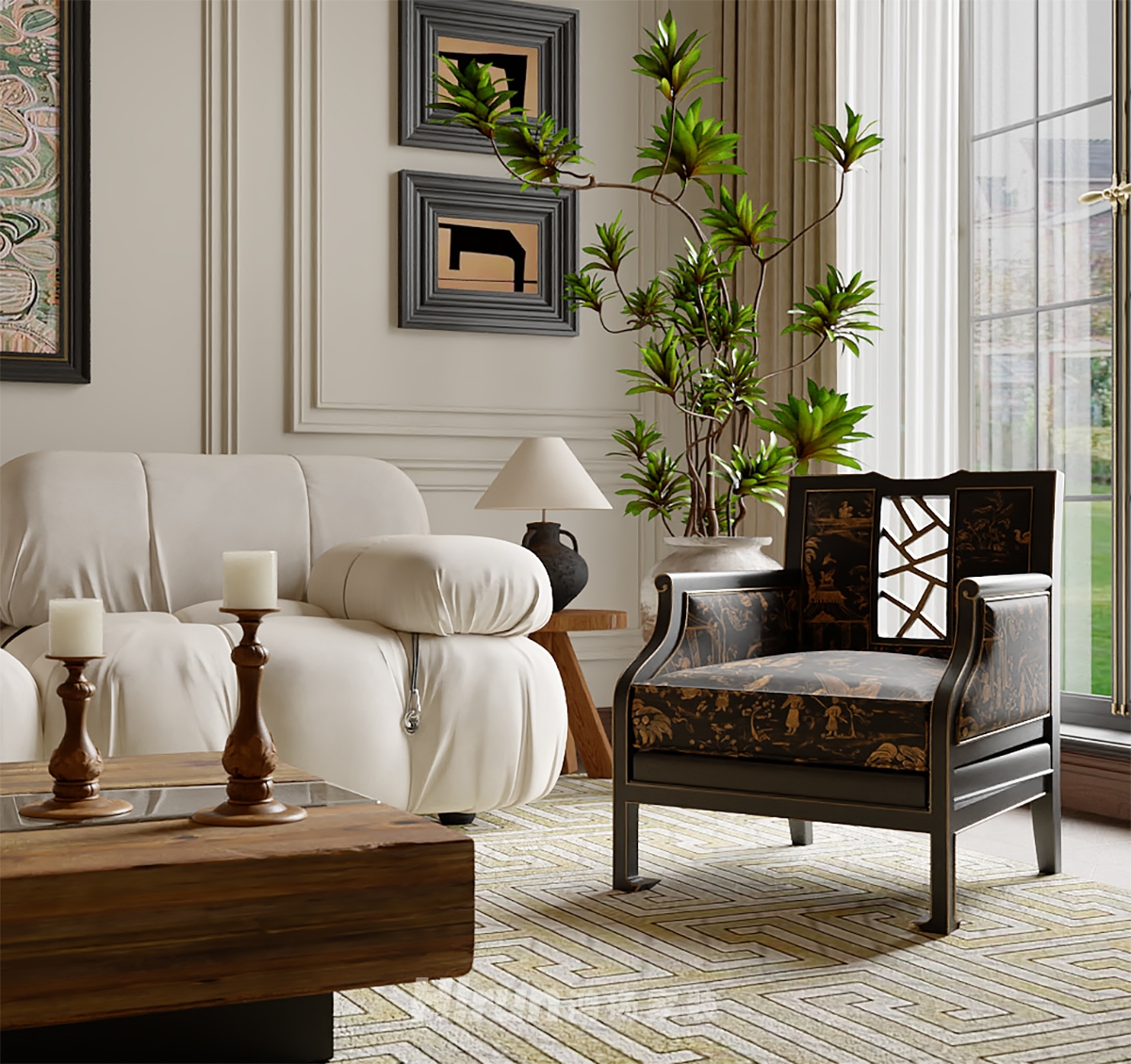 山水灣400㎡復古風潮別墅 裝修案例效果圖-9