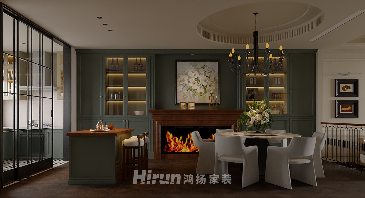 山水灣400㎡復古風潮別墅 裝修案例效果圖-7