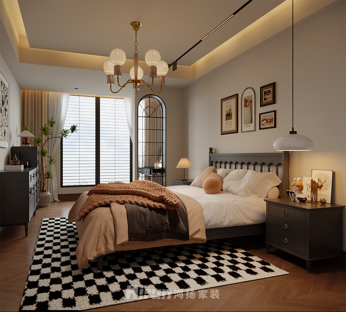 山水灣400㎡復古風潮別墅 裝修案例效果圖-6