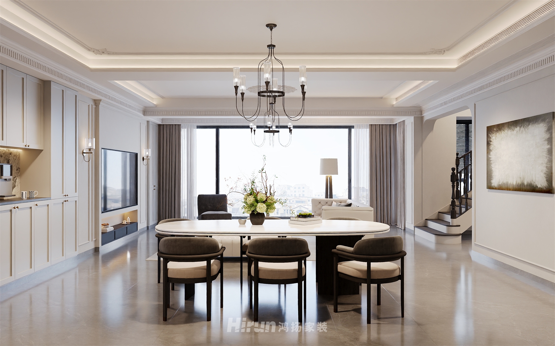 金地湖山樾428㎡輕歐簡美別墅 裝修案例效果圖-5