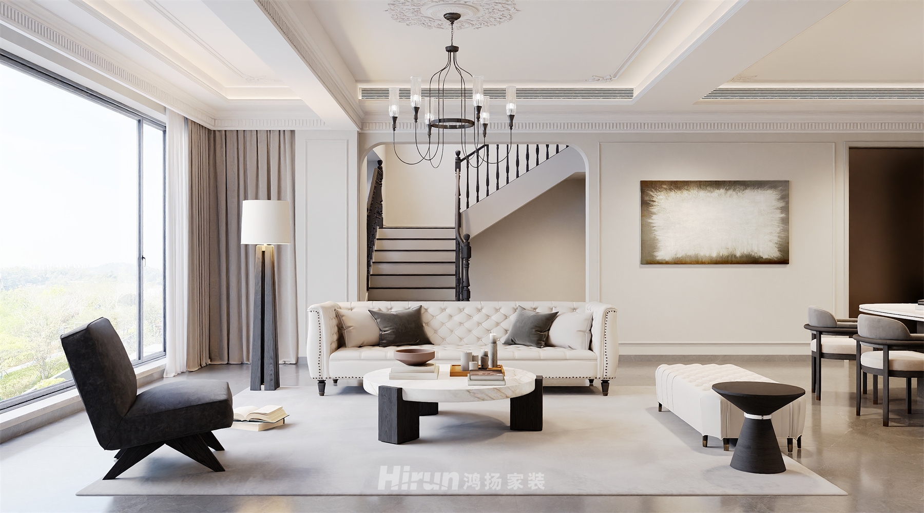 金地湖山樾428㎡輕歐簡美別墅 裝修案例效果圖-3