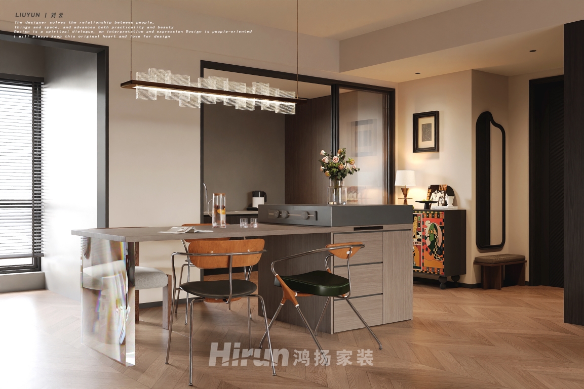 棲山悅府150㎡復(fù)古風潮四居室 裝修案例效果圖-4